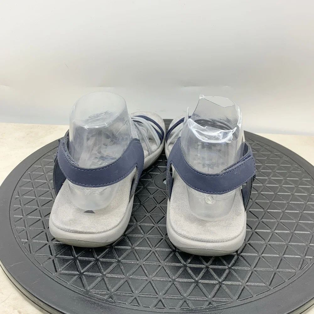 Skechers Reggae Sandals Women Size 11 Shoes‎ Blue Gray Stretch Flip Flops Adjust